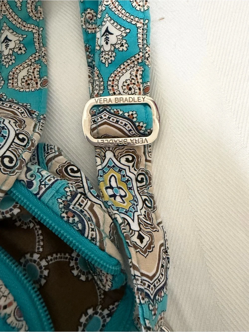 Vera Bradley Turquoise Paisley Quilted Bag Adjustable Shoulder Strap Boho Hippie